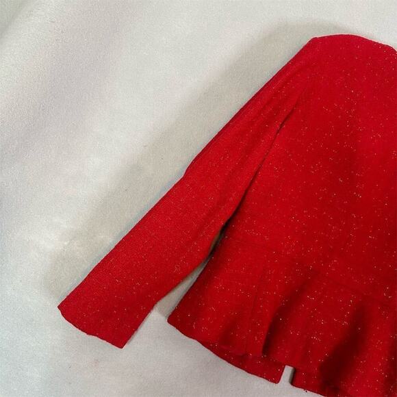 Vintage Adrianna Papell Blazer Jacket Women's Size 14 Red Beaded Holiday Mature - Picture 9 of 14